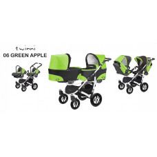 BABYACTIVE TWINNI CLASSIC Strollers for twins 3in1, 06/01 Green Apple green with a white frame