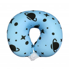 Cotton travel pillow with blue pattern