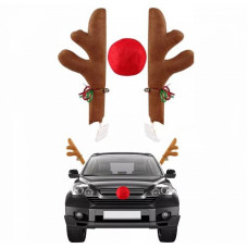 Deer horns and nose, car decoration, dark brown