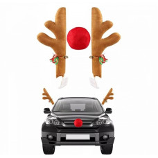 Deer horns and nose, car decoration, light brown