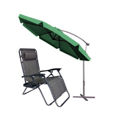 MPORT A set of folding sunbed and green garden umbrella SB04_KRU1G