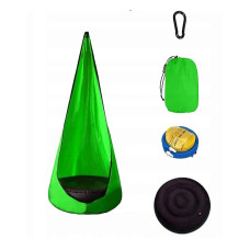 Hanging hammock with inflatable seat, green