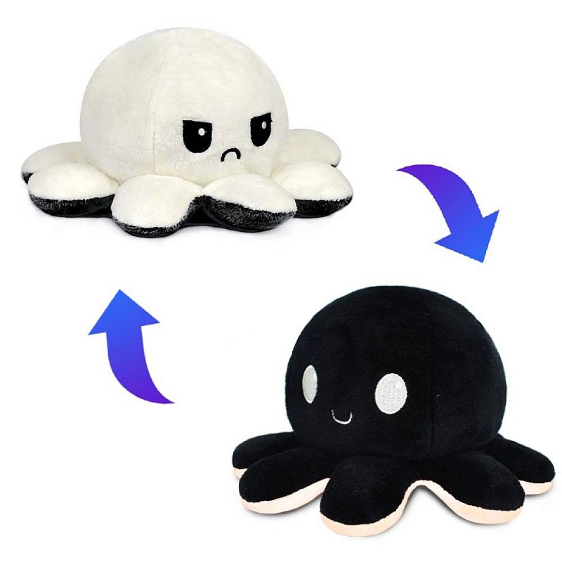 Reversible emotion octopus, black/grey