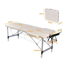 MPORT 2-zone folding massage table, cream color MTA2K