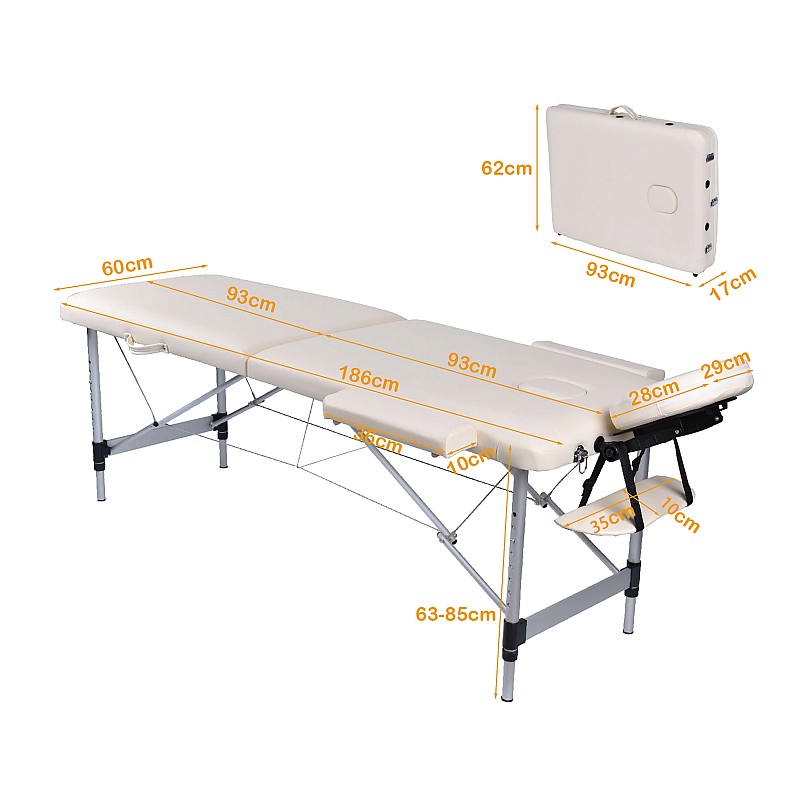 MPORT 2-zone folding massage table, cream color MTA2K