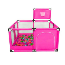 Playpen with balls and basketball hoop, pink