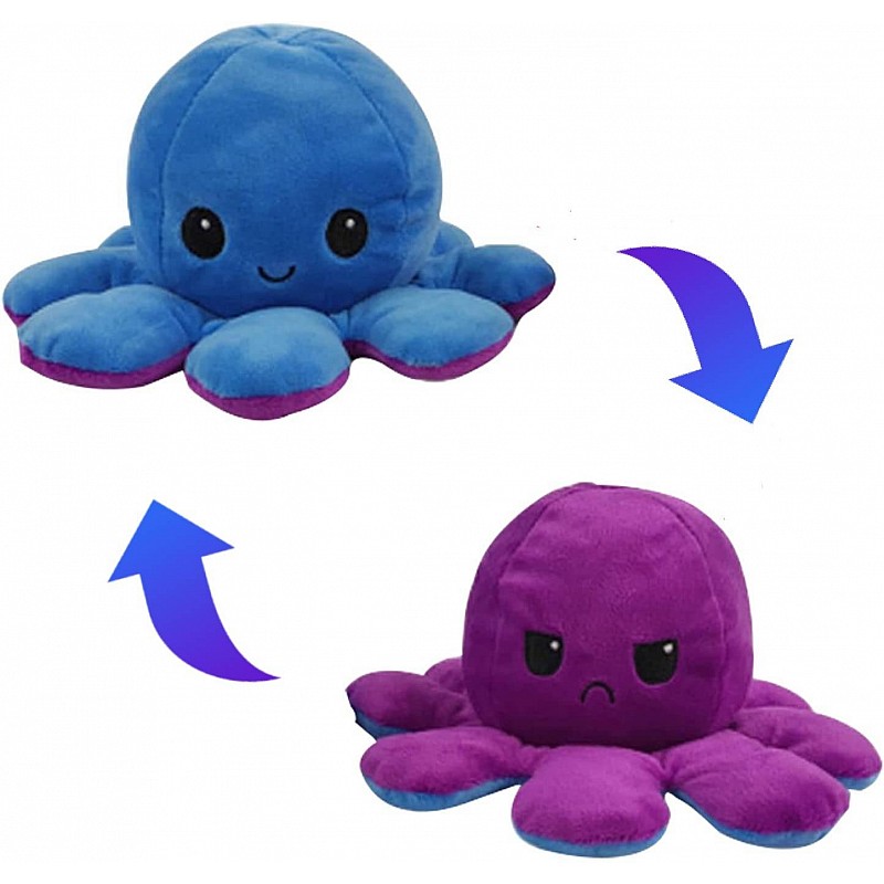 Reversible emotion octopus, blue/purple