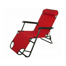 Folding garden lounger, red