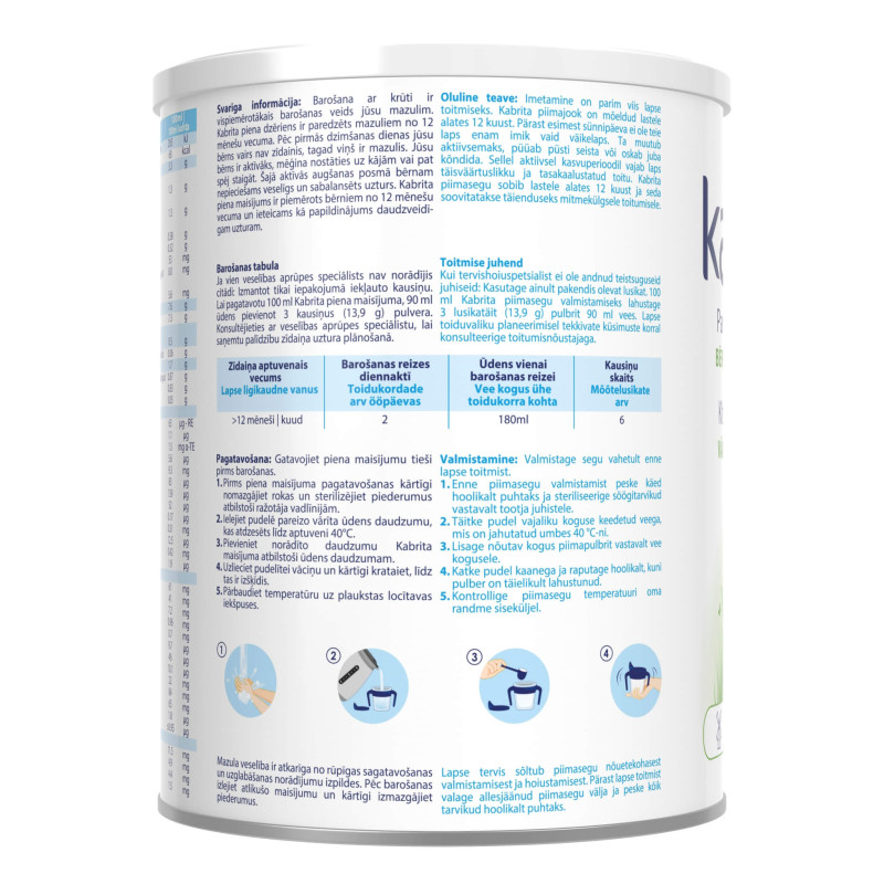 KABRITA 3 milk formula made from goat's milk from 12 months 800gr. ES Baltijas valstis LV + EST