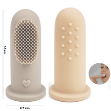 Little Eater silicone Finger Brush Brown/Beige 2pcs.