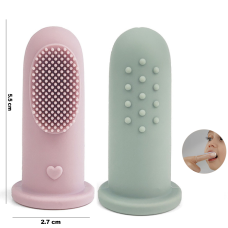 Little Eater silicone Finger Brush 2pcs. Pink/Green