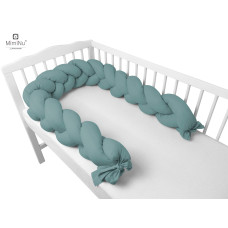 Miminu KIECZMERSKI ROYAL braided crib bumper, 100% cotton, length 240 cm, in Nepali green color.