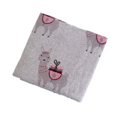 MINIWORLD cotton blanket/throw "Lama", grey, 80×100 cm