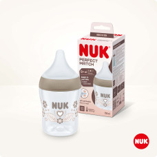 NUK 10215014 – Perfect Match bottle with temperature control, silicone “Heart”, size S teat, 150 ml