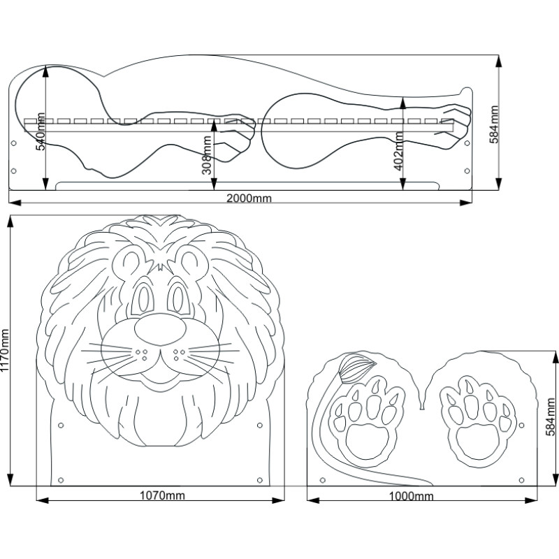 PLASTIKO bed with mattress 200x90cm Lion Big