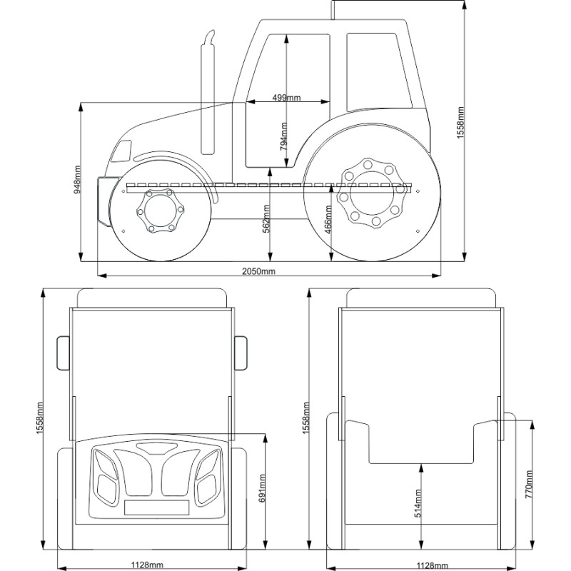 PLASTIKO bed with mattress 180x90cm TRACTOR green