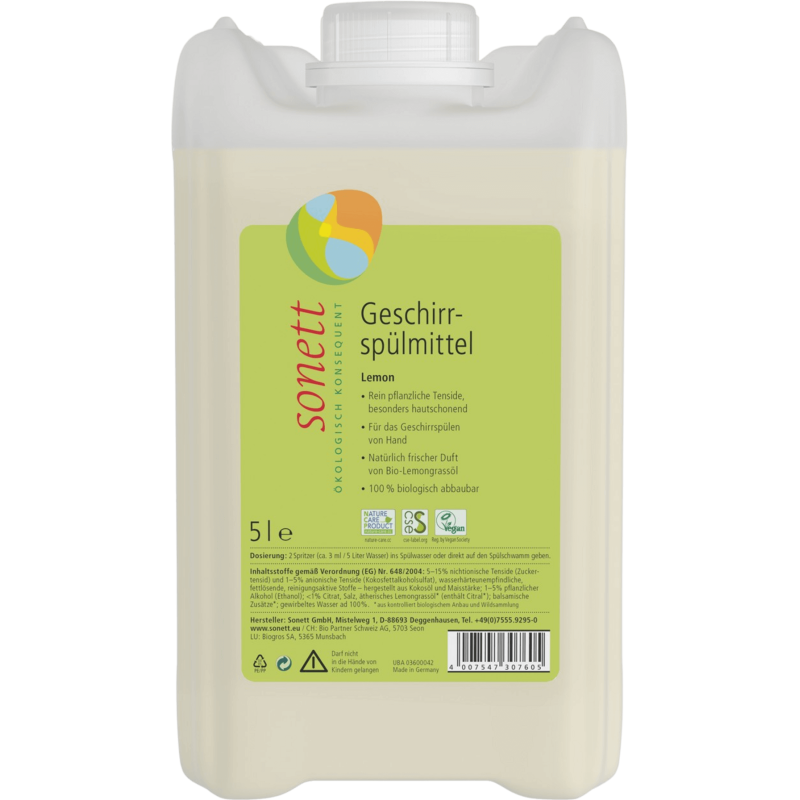 Sonett Dishwashing Liquid with Lemongrass 5l