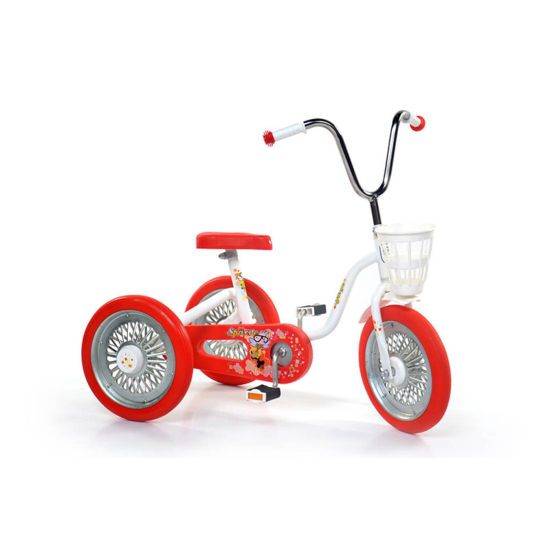 Velo Machine Children's Tricycle SPĀRĪTE, white frame/red wheels