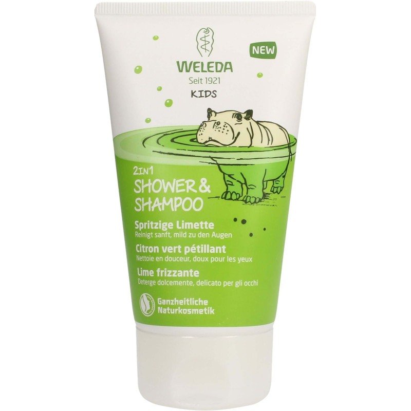 Weleda shower gel and shampoo for kids, zesty lime, 150 ml.