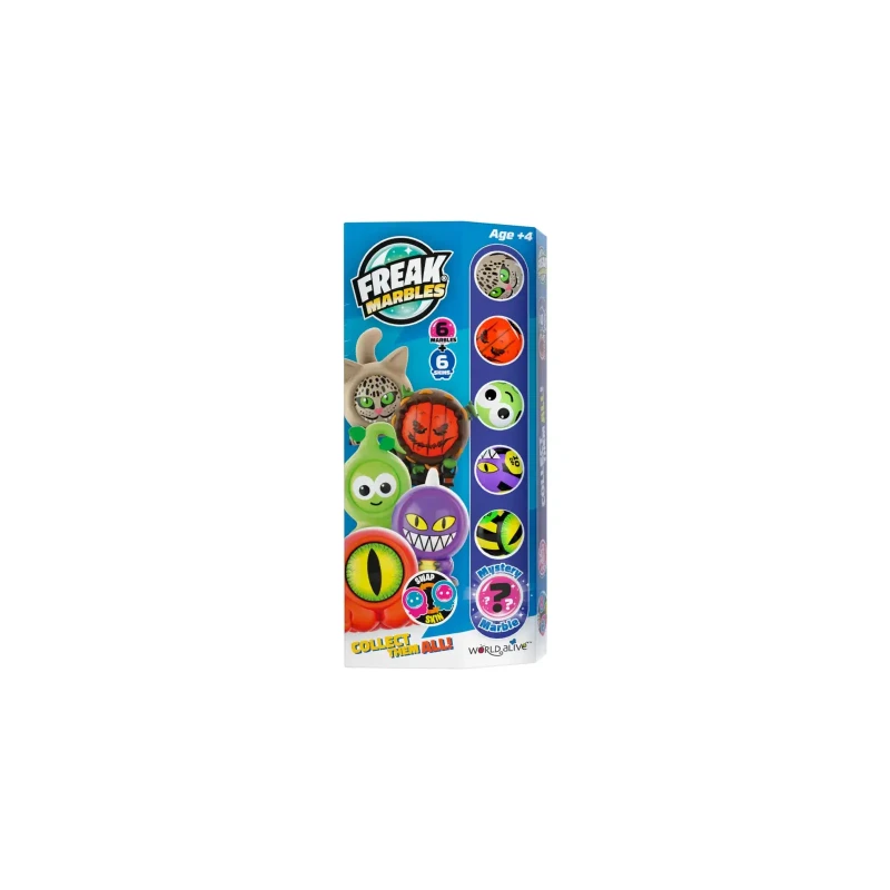 Freak Marbles Set of 6 Marbles & Skins in Totem Box UNIT
