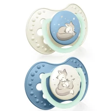 Lovi 22/913 dynamic silicone pacifier, 0–6 months, 2 pcs, Night & Day (Boy)